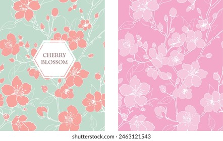 Cherry Blossom archivos de Vector para el diseño de envases, estampados de tela, Fondo de pantalla, cubiertas de libros, materiales impresos, embalaje, equipo. Los archivos se pueden personalizar para el trabajo.
