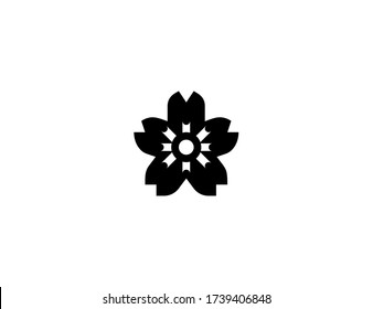 Cherry Blossom vector flat icon. Isolated pink flower emoji illustration 