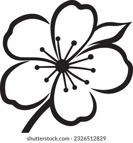 Vector de flor de cerezo, arte de flor, dibujo