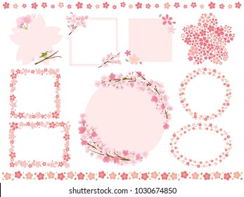 Cherry blossom vector frame set.