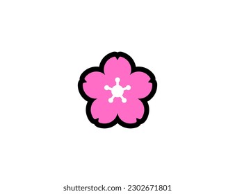 Cherry Blossom vector icon on a white background. Sakura flower. Pink cherry blossom emoji illustration. Isolated sakura flower vector emoticon