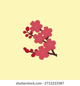 Ilustración vectorial de flor de cerezo. Flores de primavera Año Nuevo chino