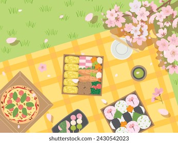 Cherry blossom viewing lunch box.
Overhead view of the leisure seat.