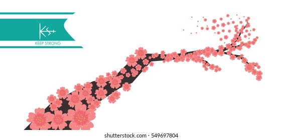 Cherry Blossom. Wall sticker. background. 