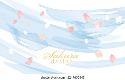 Cherry blossom watercolor spring background illustration