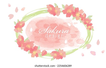 Cherry blossom watercolor spring background illustration