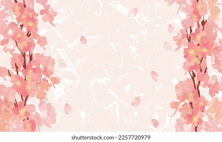 Cherry blossom watercolor spring background illustration