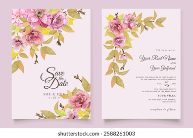 cherry blossom wedding card set
