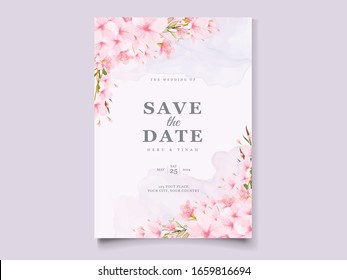 Cherry Blossom Wedding And Invitation Card Template