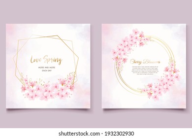 cherry blossom wedding invitation card set