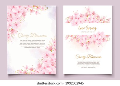 cherry blossom wedding invitation card set