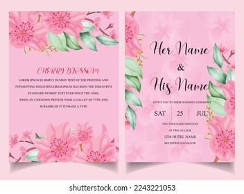 cherry blossom wedding invitation card 