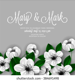 Cherry blossom wedding invitation card