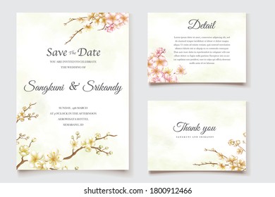 cherry blossom wedding invitations template vector