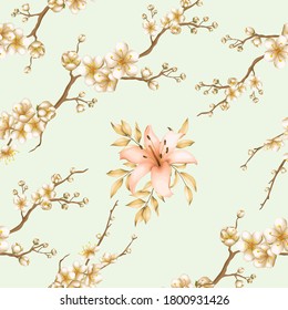 cherry blossom wedding invitations template vector