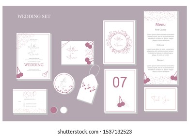 cherry blossom wedding set templates