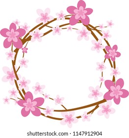 Cherry Blossom Wreath Vector