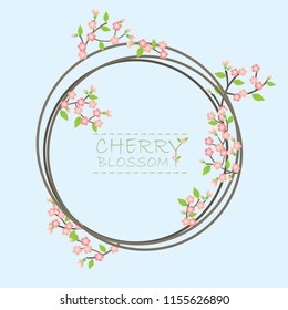 Cherry blossom wreath vector.