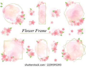 Cherry blossom-colored frame design like a watercolor painting