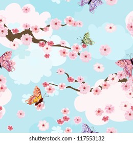 cherry blossoms background seamless