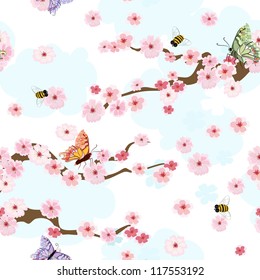 cherry blossoms background seamless