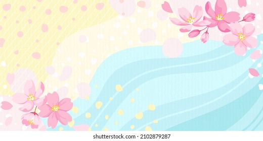 Fondo de flores de cerezo, ilustración vectorial, tamaño de la bandera