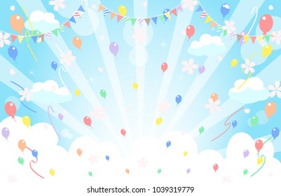Cherry blossoms and balloons