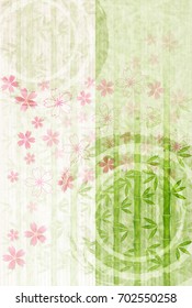 Cherry Blossoms Bamboo New Year card background
