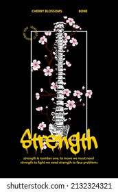 Cherry blossoms and bone art for streetwear design graphic
