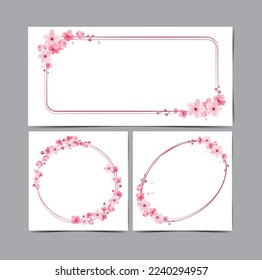 cherry blossoms border, template frame flower, vector