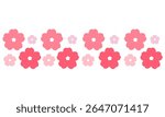 Cherry blossoms clip art horizontal. Sakura flower frame decorative clip art vector illustration. Japanese various pink petal flower graphic resources editable stroke