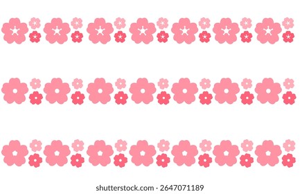 Kirschblüten Clip Art horizontal. Sakura Blumenrahmen dekorative ClipArt Vektorgrafik. Japanisch verschiedene rosa Blume grafische Ressourcen editierbarer Strich