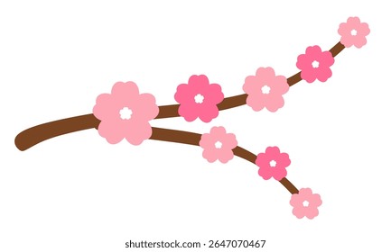 Cherry blossoms clip art. Sakura flower in branch clip art vector illustration. Japanese various pink flower graphic resources editorial
