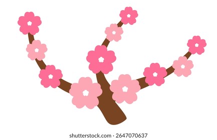 Flores de cereja clip art. Sakura flor em galho clip art vetor ilustração. Japonês cor-de-rosa flor recursos gráficos editorial