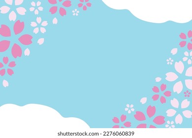 Cherry blossoms and clouds vector illustration background
