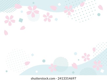 Flores de cerezo y fondo curvo, ilustración vectorial