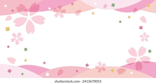 Cherry blossoms and curved frame, vector illustration