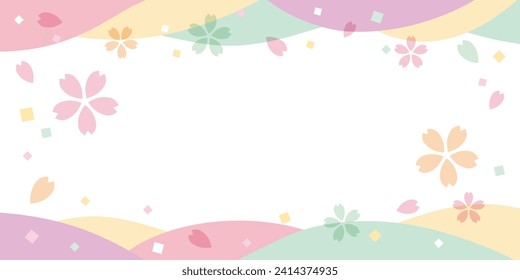 Cherry blossoms and curved frame, vector illustration