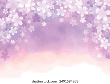 Cherry blossoms dancing on a spring day Purple image background