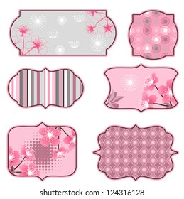 Cherry blossoms design elements, labels and stickers.
