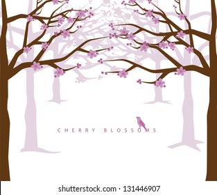 Cherry blossoms. EPS 8 vector, grouped for easy editing. No open shapes or paths.