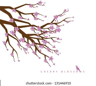 Cherry blossoms. EPS 8 vector, grouped for easy editing. No open shapes or paths.