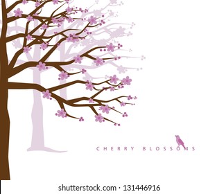 Cherry blossoms. EPS 8 vector, grouped for easy editing. No open shapes or paths.