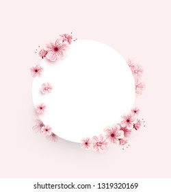 cherry blossoms flower illustration isolated on pink background, lovely greeting cards,vector, elements,banners,invitation,brochure,posters