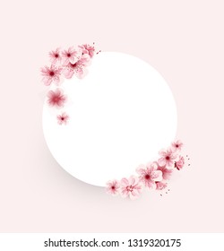 cherry blossoms flower illustration isolated on pink background, lovely greeting cards,vector, elements,banners,invitation,brochure,posters