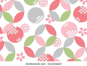 Cherry blossoms and flowers Japanese pattern pink