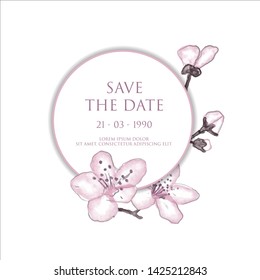 Cherry blossoms frame for wedding card and poster