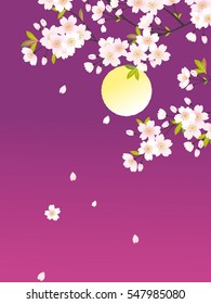 Cherry blossoms and full moon