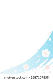 Cherry Blossoms and Hand-Painted Stroke, Background Frame, Vertical