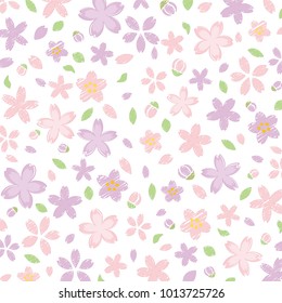 Cherry blossoms of handwriting style.vector background.